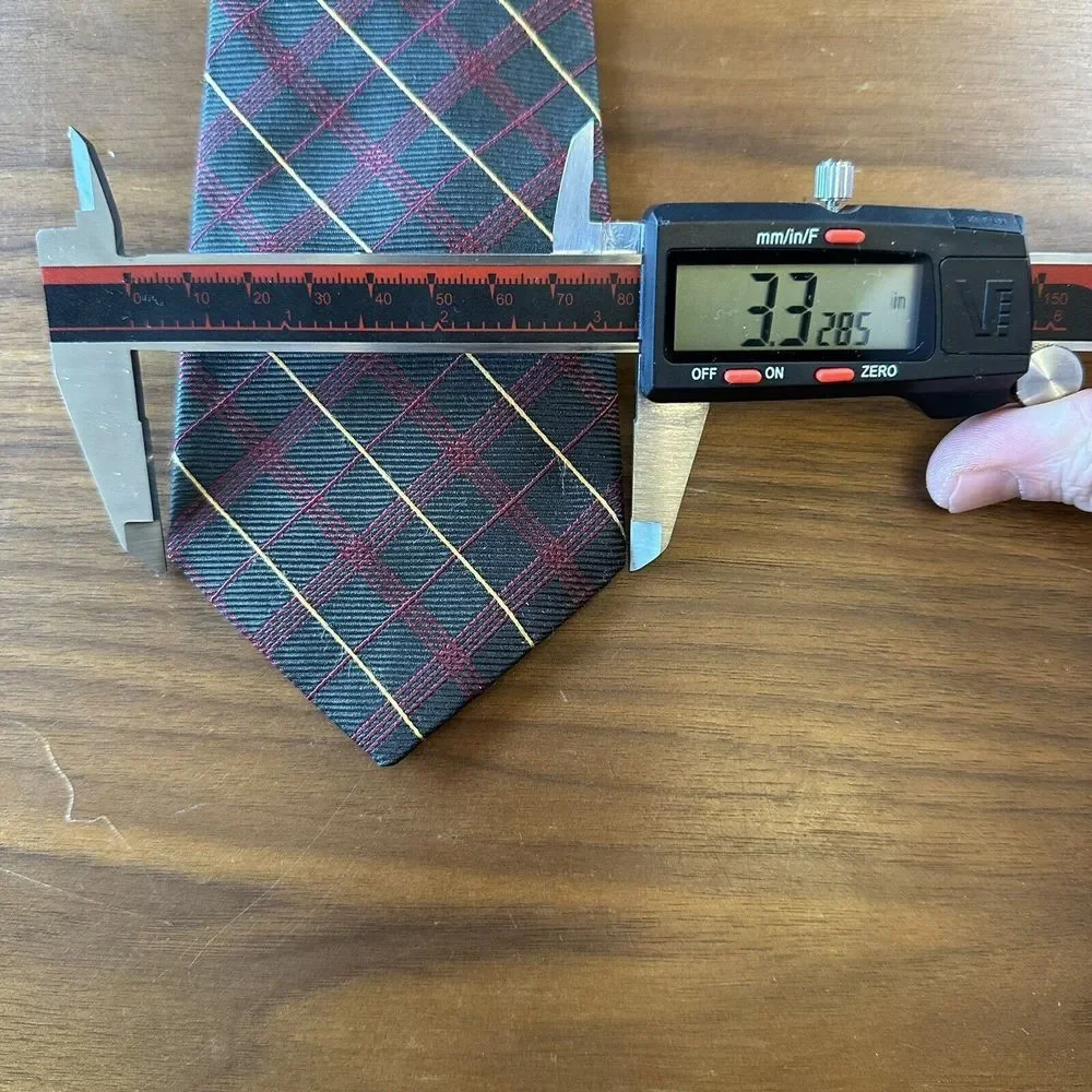 Brooks Brothers Navy Plaid Tie with Red and Green Windowpane